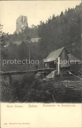 Rathen Saechsische Schweiz Talwaechter im Amselgrunde Felsen Kat. Rathen Sachsen