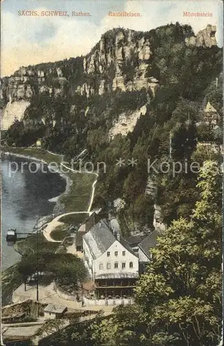 Rathen Saechsische Schweiz Gasthaus Basteifelsen Moenchstein Felsen Kat. Rathen Sachsen