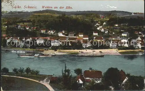 Wehlen Sachsen an der Elbe Teilansicht Kat. Wehlen