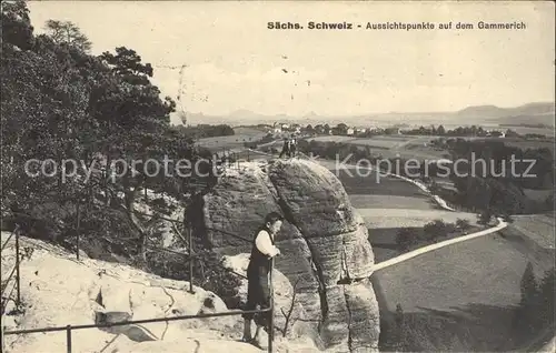 Rathen Saechsische Schweiz Aussichtspunkteauf dem Gammerich Felsen Kat. Rathen Sachsen
