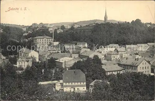 Sebnitz Blick ueber die Stadt Englers Postkarte Kat. Sebnitz