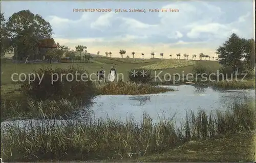 Hinterhermsdorf Partie am Teich Kat. Sebnitz