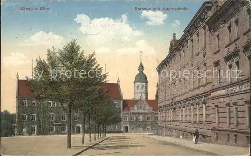 Riesa Sachsen Rathaus und Albertschule Kat. Riesa