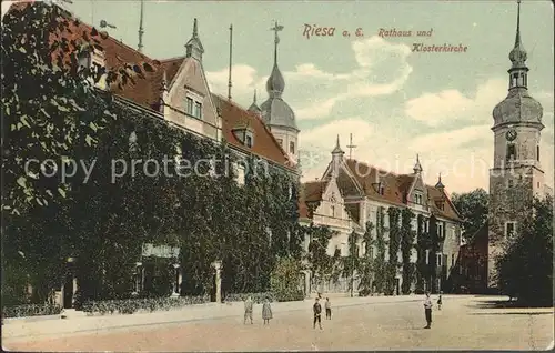 Riesa Sachsen Rathaus und Klosterkirche Kat. Riesa