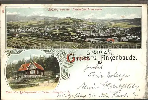 Sebnitz von der Finkenbaude gesehen Heim des Gebirgsvereins Kat. Sebnitz