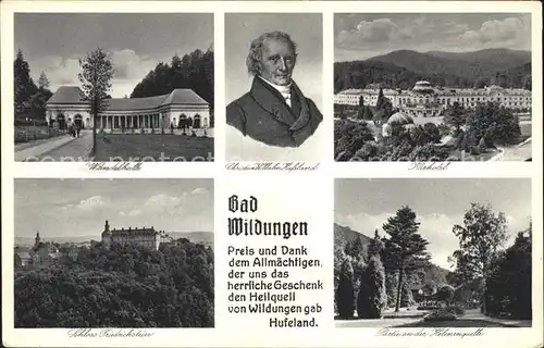 Bad Wildungen Wandelhalle Kurhotel Helenenquelle Schloss Christian Wilhelm Hufeland Kat. Bad Wildungen