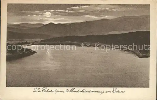 Edersee Edertalsperre Mondscheinstimmung Kat. Edertal