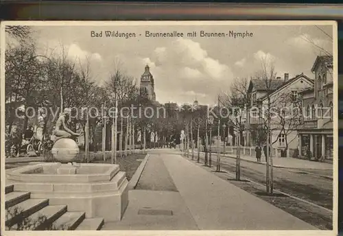 Bad Wildungen Brunnenallee mit Brunnen Nymphe Kat. Bad Wildungen