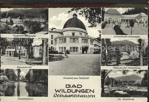 Reinhardshausen Badehotel Wandelhalle Sanatorium Kurpark Schwanenteich Kat. Bad Wildungen