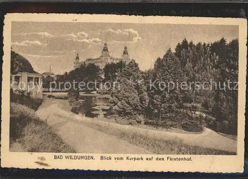 Bad Wildungen Blick vom Kurpark auf den Fuerstenhof Kat. Bad Wildungen