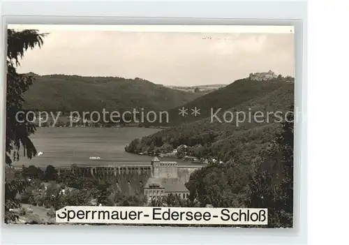 Edersee Sperrmauer Edertalsperre Stausee Schloss Waldeck Kat. Edertal