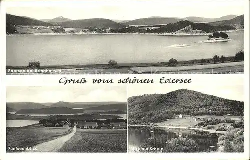 Bringhausen Edersee Fuenfseenblick Blick auf Scheid Kat. Edertal