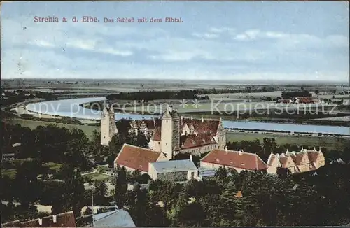 Strehla Das Schloss mit dem Elbtal Kat. Strehla