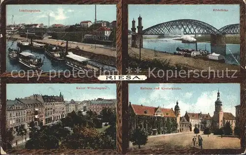 Riesa Sachsen Landungsplatz Kibbruecke Kaiser Wilhelmplatz Kat. Riesa