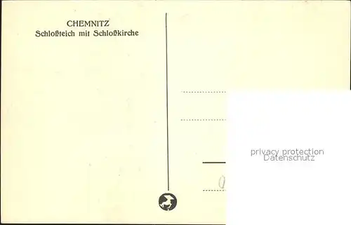 Chemnitz Schlossteich mit Kirche Kat. Chemnitz