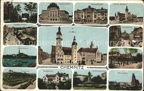 Chemnitz Theater Koernerplatz Schlossteich Kat. Chemnitz