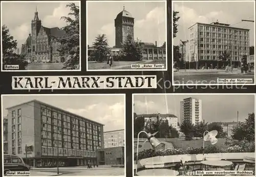 Karl Marx Stadt Strasse der Nationen Roter Turm Hotel Moskau Kat. Chemnitz