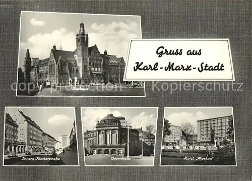 Karl Marx Stadt Rathaus Klosterstrasse Opernhaus Hotel Moskau Kat. Chemnitz