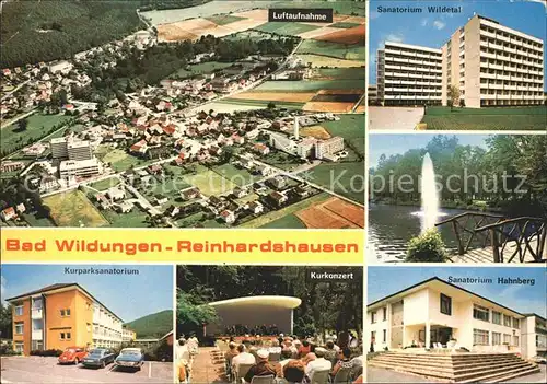 Reinhardshausen Sanatorien Fliegeraufnahme Kurkonzert Kat. Bad Wildungen