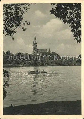 Chemnitz Schlossteich mit Schlosskirche Kat. Chemnitz