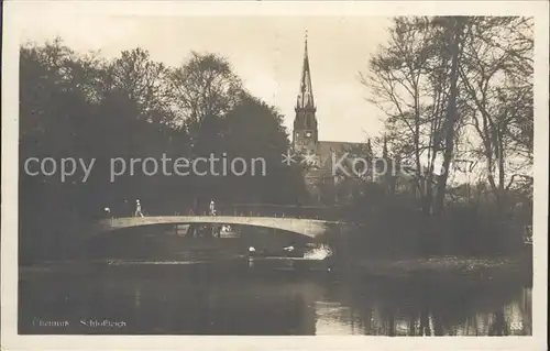 Chemnitz Schlossteich mit Kirche Kat. Chemnitz