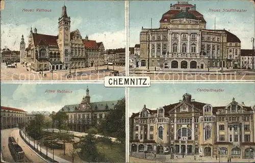 Chemnitz Rathaus Stadttheater Centraltheater Rathaus Kat. Chemnitz