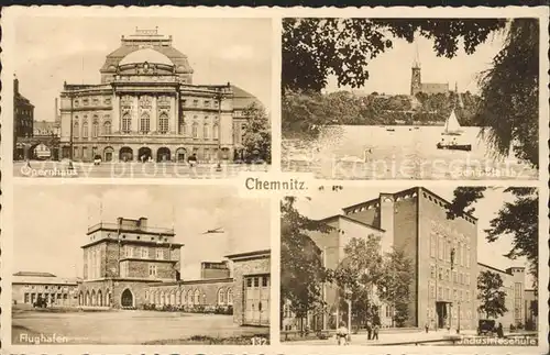 Chemnitz Opernhaus Flughafen Industrieschule Kat. Chemnitz