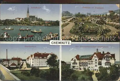 Chemnitz Schlossteich Stadtpark Zimmermannsches Sanatorium Krankenhaus Kat. Chemnitz
