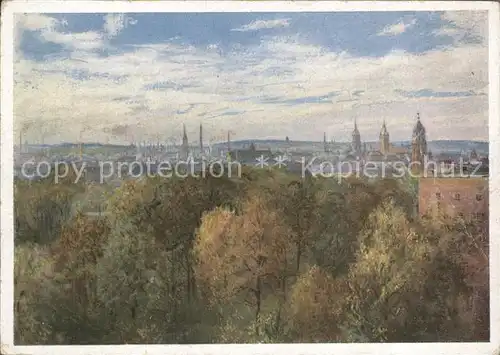 Chemnitz Kuenstlerkarte Blick von Industrieschule Kat. Chemnitz