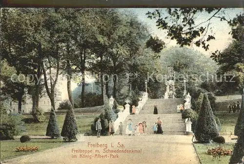 Freiberg Sachsen Freitreppe mit Schwedendenkmal im Koenig Albert Park Kat. Freiberg