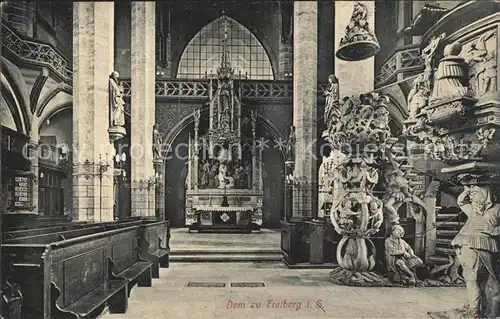 Freiberg Sachsen Dom Inneres Altar Kanzel Kat. Freiberg