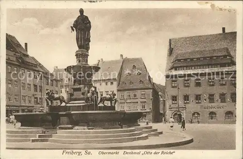 Freiberg Sachsen Obermarkt Brunnen Denkmal Otto des Reichen Kat. Freiberg
