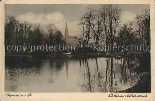 Chemnitz Schlossteich mit Schlosskirche Kat. Chemnitz