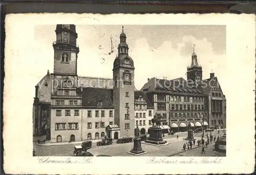 Chemnitz Markt mit Rathaus Kat. Chemnitz