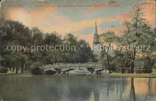 Chemnitz Blick von der Schlossteich Insel zum Schloss Miramar Kat. Chemnitz