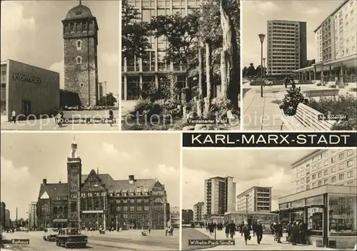 Karl Marx Stadt HO Gaststaette Roter Turm Versteinerter Wald Am Rosenhof Rathaus Wilhelm Pieck Str Kat. Chemnitz