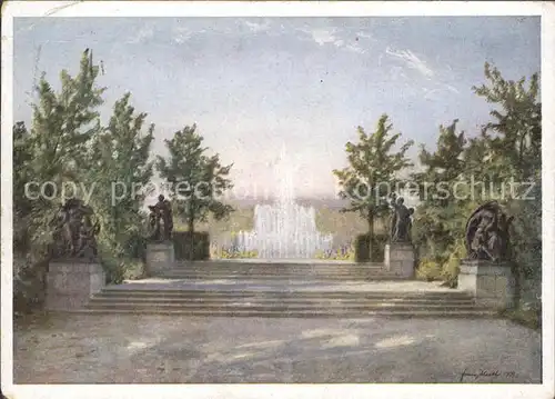 Chemnitz Schillingsche Figuren mit Leuchtbrunnen Pastell Kat. Chemnitz