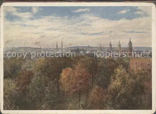 Chemnitz Blick von der Industrieschule Pastell Kat. Chemnitz