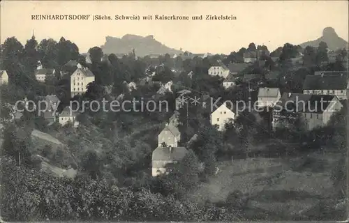 Reinhardtsdorf Bad Schandau mit Kaiserkrone und Zirkelstein Kat. Reinhardtsdorf Schoena