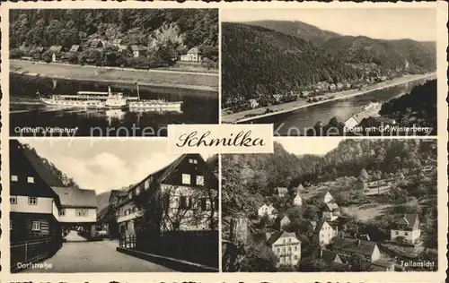 Schmilka OT Kamerun Elbtal mit Gr Winterberg Dorfstr Teilansicht / Bad Schandau /Saechsische Schweiz-Osterzgebirge LKR