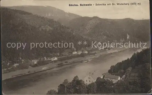 Schmilka mit Gr Winterberg / Bad Schandau /Saechsische Schweiz-Osterzgebirge LKR