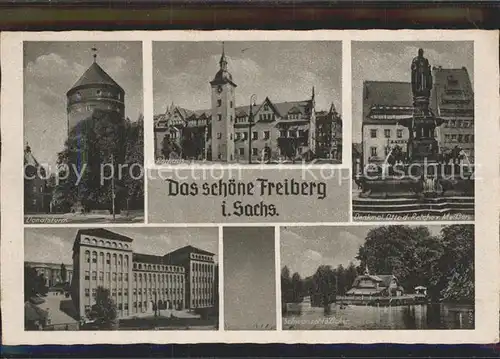 Freiberg Sachsen Donatsturm Rathaus Denkmal Otto des Reichen Schwanenschloesschen Kat. Freiberg