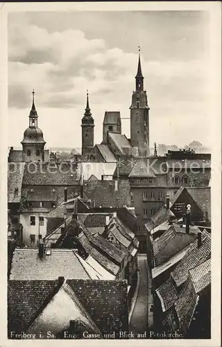 Freiberg Sachsen Enge Gasse mit Blick auf Petrikirche Kat. Freiberg