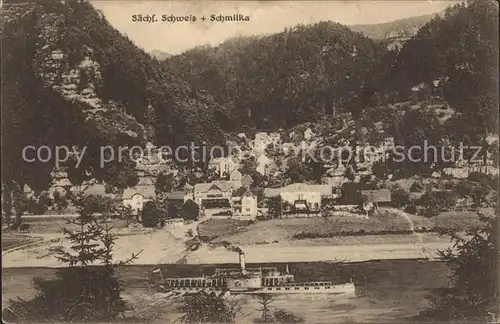 Schmilka Teilansicht Dampfer / Bad Schandau /Saechsische Schweiz-Osterzgebirge LKR