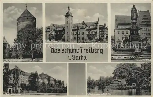 Freiberg Sachsen Donatsturm Rathaus Denkmal Otto der Reiche Kaserne Schwanschloesschen Kat. Freiberg