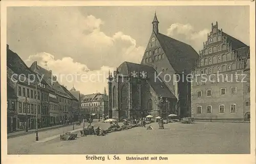 Freiberg Sachsen Untermarkt mit Dom Kat. Freiberg