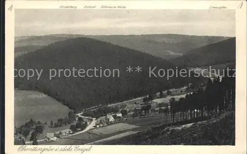 Oberrittersgruen Erzgebirge Panorama mit Strobelberg Zollamt Boehm Muehle Ehrenzipfel Kat. Rittersgruen