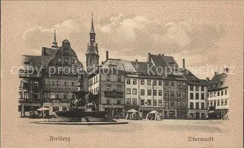 Freiberg Sachsen Obermarkt mit Brunnendenkmal Kat. Freiberg