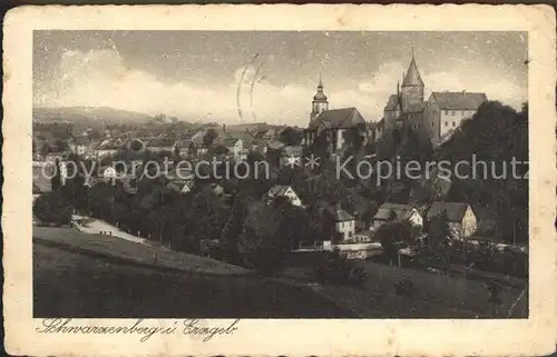 Schwarzenberg Erzgebirge Ortsansicht mit Kirche und Schloss Kat. Schwarzenberg