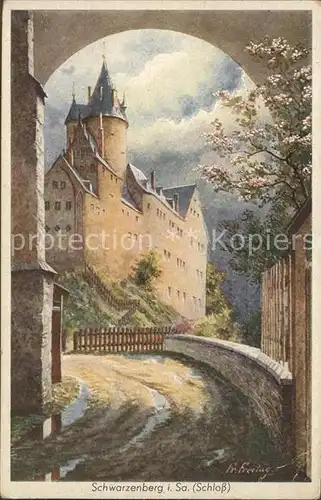 Schwarzenberg Erzgebirge Schloss Kuenstlerkarte Kat. Schwarzenberg